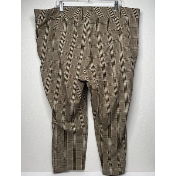 Ava & Viv Mid-Rise Plaid Pants Womens Size 22W Brown Career Plus Size Stretch - Picture 2 of 15